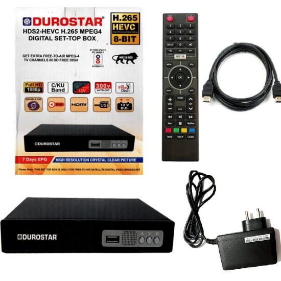 Durostar H.265, MPEG-4, HEVC-8Bits HD FTA Set-Top Box