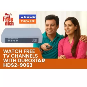 Durostar HDS2‑9063 DVB‑S2/MPEG‑4 HD Free‑to‑Air Set‑Top Box Receiver with Solid TV App