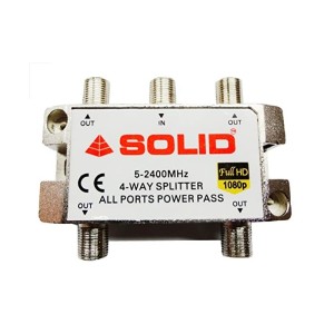 Solid 4 Way PowerPass Coaxial Cable Splitter 